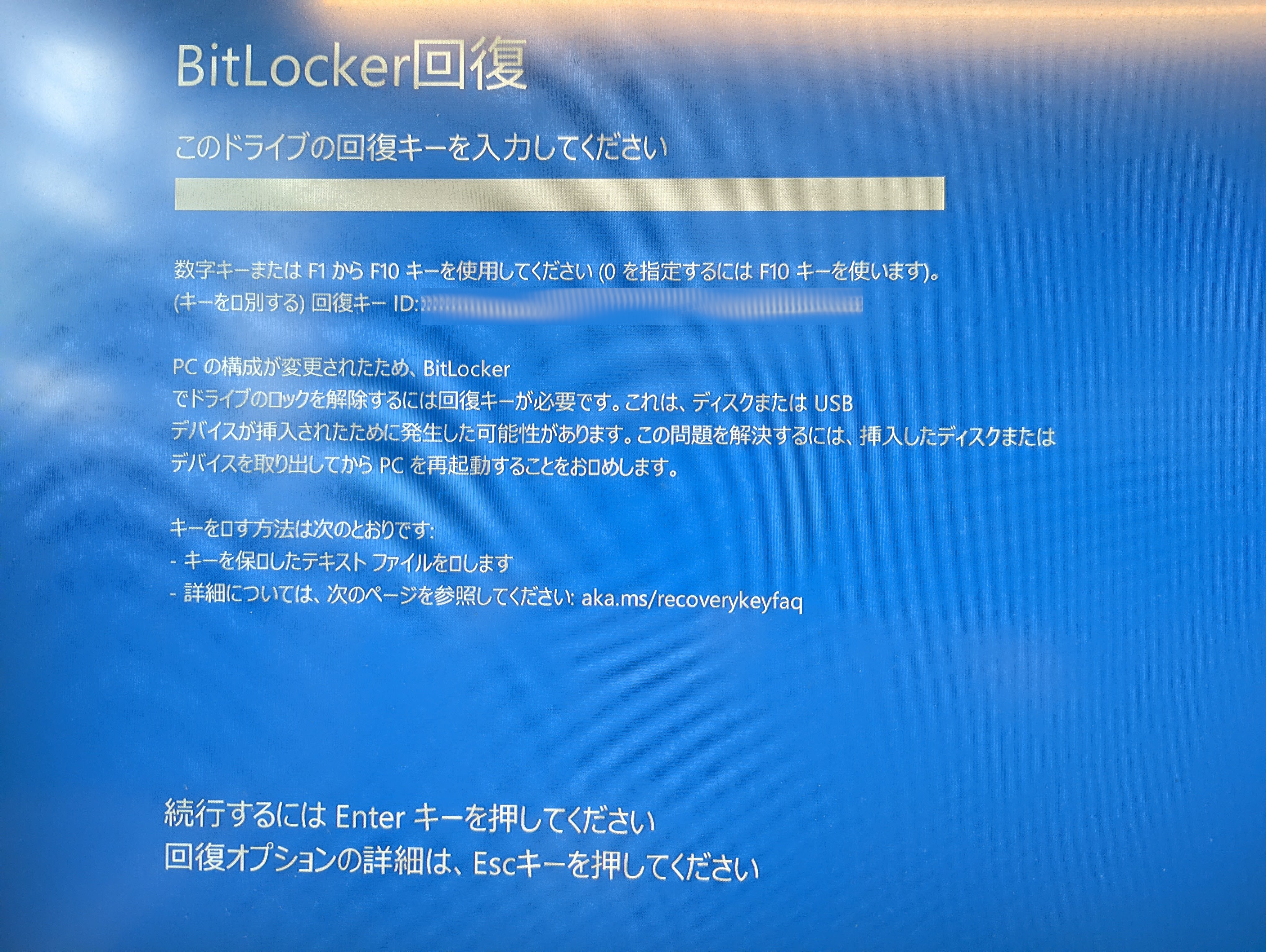 BitLocker Recovery Key Display