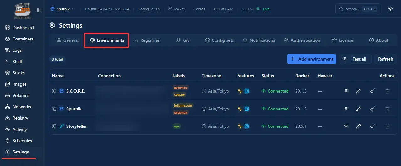 Settings Environment